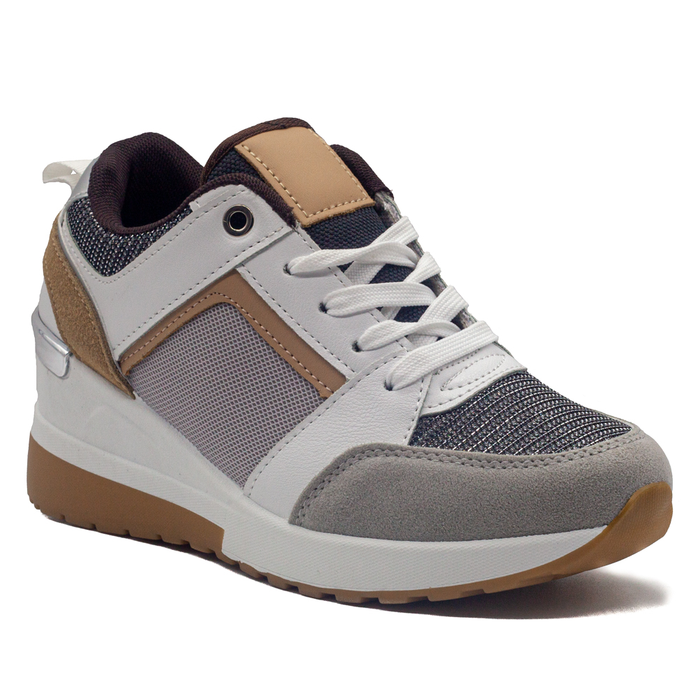Sneakers de mujer blanco con cuña de rejilla - Yolanda Calzados