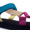 Sandalia de bloque baja con tiras multicolor