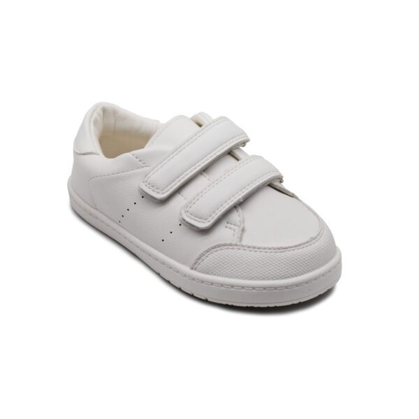Zapato colegial unisex modelo 1482 blanco con doble cierre de velcro y puntera reforzada