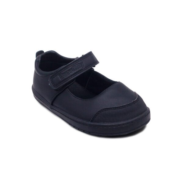 Zapato colegial barefoot para niña modelo 1849 negro con cierre de velcro y puntera reforzada