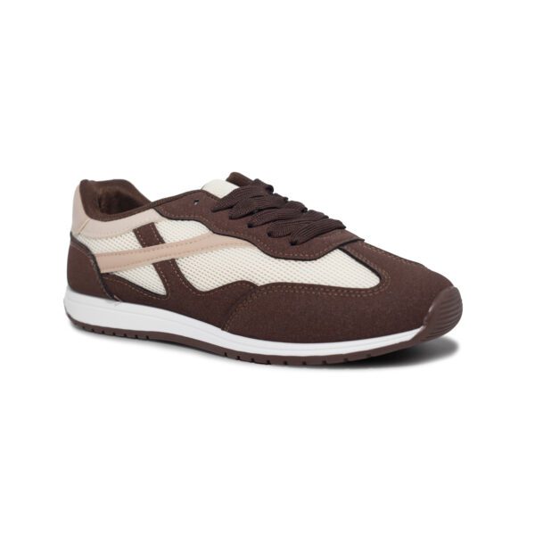 Zapatilla de mujer modelo 5299 en marrón o beige con cordones y plantilla extraíble