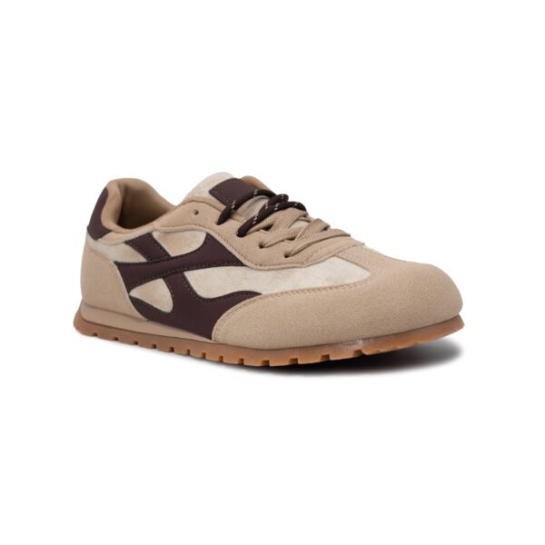 Zapatillas de mujermodelo FC358 en beige y marrón con cierre de cordones y plantilla extraíble